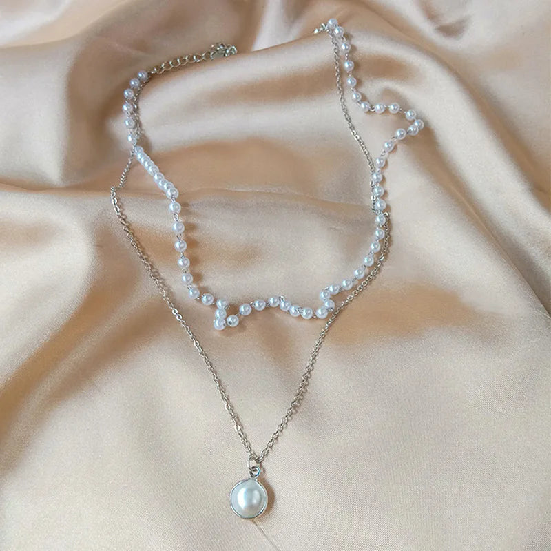 Wedding Pearl Choker Necklace For Women Vintage Coin Lock Pendant Chain Jewelry on the Neck Accessories Party Gift