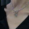 Wedding Pearl Choker Necklace For Women Vintage Coin Lock Pendant Chain Jewelry on the Neck Accessories Party Gift