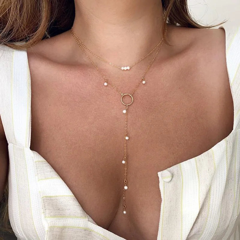 Wedding Pearl Choker Necklace For Women Vintage Coin Lock Pendant Chain Jewelry on the Neck Accessories Party Gift