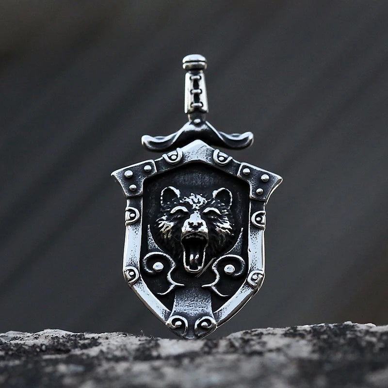 2023 New Arrive Punk Lion With Pendant Necklace Vking Vintage Aninal Jewelry For Man Women Party Gift Good Detail Shield Choker