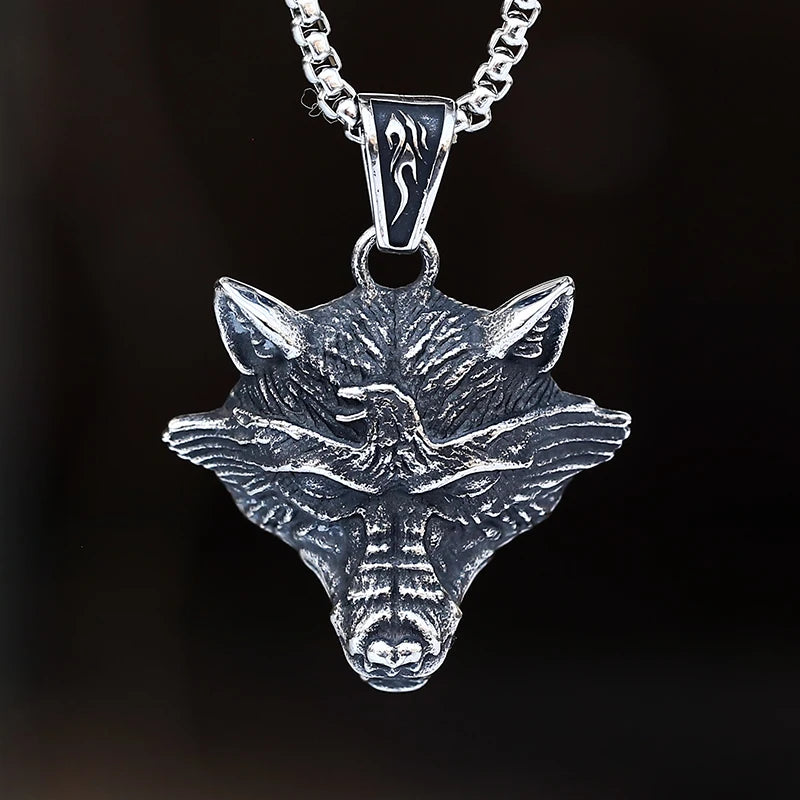 2023 New Arrive Punk Tiger Head With Birds Pendant Necklace Vking Vintage Aninal Jewelry For Man Women Party Gift Good Detail