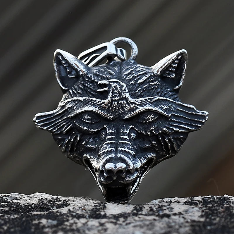 2023 New Arrive Punk Tiger Head With Birds Pendant Necklace Vking Vintage Aninal Jewelry For Man Women Party Gift Good Detail