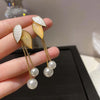 2023 New Trend Unique Design Elegant Delicate Light Luxury Pearl Leaf Tassel Earrings Women Jewelry Party Premium Gifts