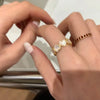 Korean Oil Dropping Shell Love Metal Opening Ring Fashionable Elegant Simple Geometric Ring Women's Jewelry