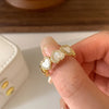 Korean Oil Dropping Shell Love Metal Opening Ring Fashionable Elegant Simple Geometric Ring Women's Jewelry