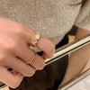 Korean Oil Dropping Shell Love Metal Opening Ring Fashionable Elegant Simple Geometric Ring Women's Jewelry
