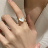 Korean Oil Dropping Shell Love Metal Opening Ring Fashionable Elegant Simple Geometric Ring Women's Jewelry