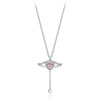 2023 New Pink Crystal Angel Wings Heart Pendant Necklace Earrings for Woman Minimalist Jewelry Girl's Jewelry Set Cupid Arrow