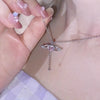 2023 New Pink Crystal Angel Wings Heart Pendant Necklace Earrings for Woman Minimalist Jewelry Girl's Jewelry Set Cupid Arrow