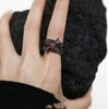 Punk Black Rings Thorns Vine Twine Red Rhinestones Hollow Unsex Couple Finger Ring Women Men Jewelry Gift