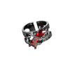 Punk Black Rings Thorns Vine Twine Red Rhinestones Hollow Unsex Couple Finger Ring Women Men Jewelry Gift