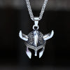 2023 New Stainless Steel Viking Runes Warrior Helmet Pendant Necklace for Men Rope Chain Retro Jewelry Trend Boyfriend Gift