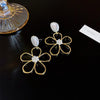 2023 New Style Simple Hollow-out Flower Pearl Celebrity Atmosphere Earrings Retro Earrings Earrings for Women