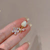 2023 New Style Simple Hollow-out Flower Pearl Celebrity Atmosphere Earrings Retro Earrings Earrings for Women