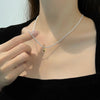 P  opular Silver Colour Sparkling Clavicle Chain Choker Necklace Collar For Women Fine Jewelry Wedding Party Birthday Gift