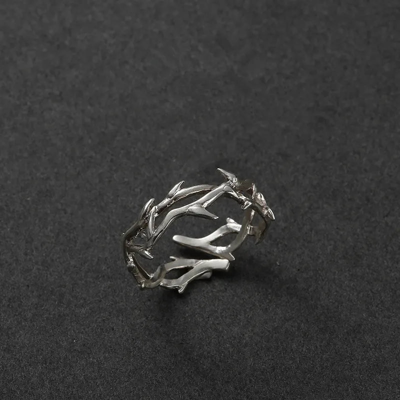 Punk Irregular Thorns Couple Rings Retro Hip-hop Personality Adjustable Finger Ring for Men Women Lovers Jewelry Gifts