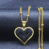 Stainless Steel Black Crystal Heart Necklaces Charm Women Gold Color Small Pendants Necklaces Jewelry bijoux N8261S01