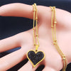 Stainless Steel Black Crystal Heart Necklaces Charm Women Gold Color Small Pendants Necklaces Jewelry bijoux N8261S01