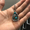 Vintage Leaf Turquoises Stone Pendant Necklace Bohemia Jewelry Statement Water Drop Metal Pendant Women's Necklace