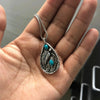 Vintage Leaf Turquoises Stone Pendant Necklace Bohemia Jewelry Statement Water Drop Metal Pendant Women's Necklace