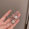 2024 Korean New Exquisite Flower Splicing Earrings Temperament Simple Versatile Shell Zircon Earrings Female Jewelry