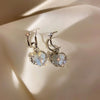 2024 Korean New Exquisite Flower Splicing Earrings Temperament Simple Versatile Shell Zircon Earrings Female Jewelry