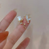 2024 Korean New Exquisite Flower Splicing Earrings Temperament Simple Versatile Shell Zircon Earrings Female Jewelry