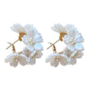 2024 Korean New Exquisite Flower Splicing Earrings Temperament Simple Versatile Shell Zircon Earrings Female Jewelry