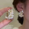 2024 Korean New Exquisite Flower Splicing Earrings Temperament Simple Versatile Shell Zircon Earrings Female Jewelry