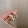 2024 Korean New Exquisite Flower Splicing Earrings Temperament Simple Versatile Shell Zircon Earrings Female Jewelry