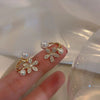 2024 Korean New Exquisite Flower Splicing Earrings Temperament Simple Versatile Shell Zircon Earrings Female Jewelry