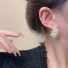 2024 Korean New Exquisite Flower Splicing Earrings Temperament Simple Versatile Shell Zircon Earrings Female Jewelry