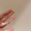 2024 Korean New Exquisite Flower Splicing Earrings Temperament Simple Versatile Shell Zircon Earrings Female Jewelry
