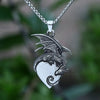 2024 New 3D Dragon With Heart Pendant Necklace Metal Pearl Chain Jewelry Man Women Couple Gift Punk Rock Animal Accessories