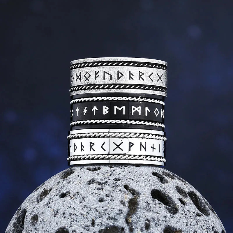 2024 New  Freeshipping 316L Stainless Steel Odin Norse Viking Amulet Rune MEN Ring Words Retro Jewelry Wedding Gift
