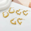 2024 New Geometry Gold Color Irregular Heart Earrings for Women Retro Creative C-Shaped Earrings Punk Jewelry Gifts