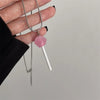 2024 New Korean Crystal Lollipop Pendant Necklace for Women Men Friend Clavicle Chain Party Jewelry Gift