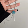 2024 New Korean Crystal Lollipop Pendant Necklace for Women Men Friend Clavicle Chain Party Jewelry Gift