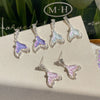 2024 New Purple Green Color Crystal Fishtail Stud Earrings for Women Temperament Earring Girl Gift Wedding Party Jewelry