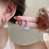 2024 New Purple Green Color Crystal Fishtail Stud Earrings for Women Temperament Earring Girl Gift Wedding Party Jewelry