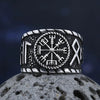 2024 New Vintage 316L Stainless Steel Viking Vegvisir Compass Odin Ring Punk Women Men Unisex Axe Valknut Jewelry For Party Gift