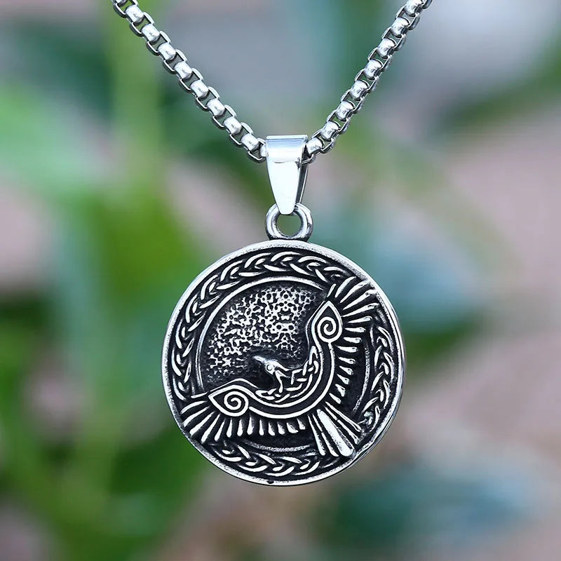 2024 Vintage Nordic Rune Viking Eagle Pendant Charm Men's Necklace Hip Hop Punk Accessories Jewelry Gift