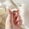 2pc/set Summer Couple Ring Set Sky Blue Sparkling Moon and Sun Ring   Women's Stackable Finger Set Engagement Jewelry