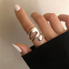 2pcs Geometric Adjustable Rings Set for Women Korean Style  Couple Ring Party Gifts Bridal Jewelry Accessories