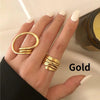 2pcs/set Women Rings Exaggerated Lines Rings for Women  Simple Distorted Geometric Party Statement Designer Jewelry