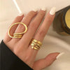 2pcs/set Women Rings Exaggerated Lines Rings for Women  Simple Distorted Geometric Party Statement Designer Jewelry