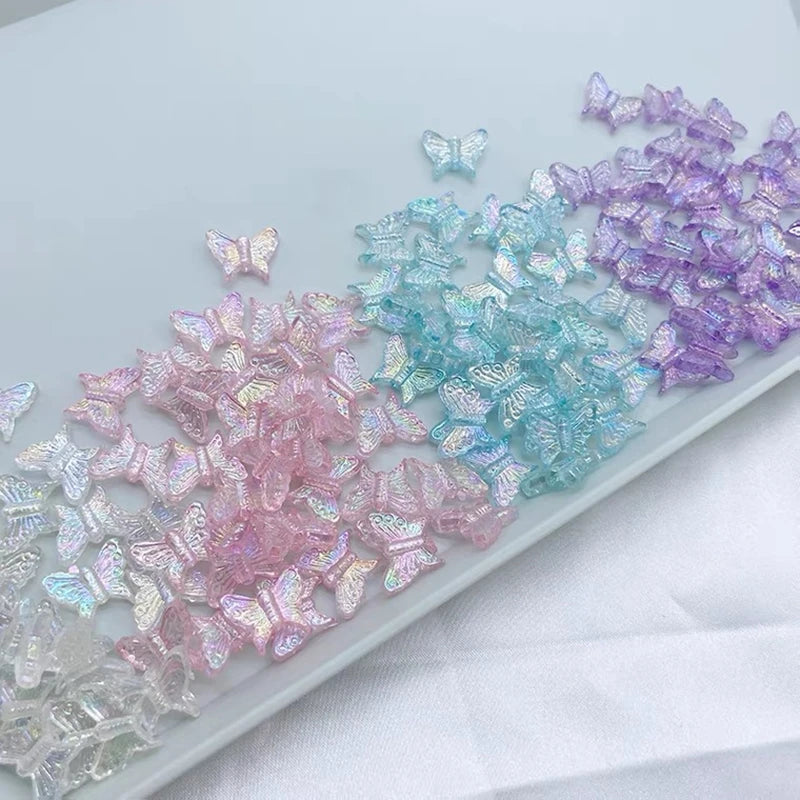 30pcs 13x16mm Colorful Transparent Small Butterfly Through Hole DIY Collocation To Make Jewelry Necklace