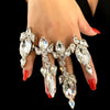4PCS/Set Unique Design Rhineston Acrylice Oversized Open Finger Rings Decoration for Women Crystal Adjustable Cuff Rings Jewelry