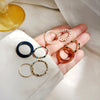4PCS Women's Ring Summer Crystal Beaded Vintage Rings Set  Korean Women Jewelry Temperament Accessories Sweet Aesthetic Gift