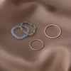 4PCS Women's Ring Summer Crystal Beaded Vintage Rings Set  Korean Women Jewelry Temperament Accessories Sweet Aesthetic Gift